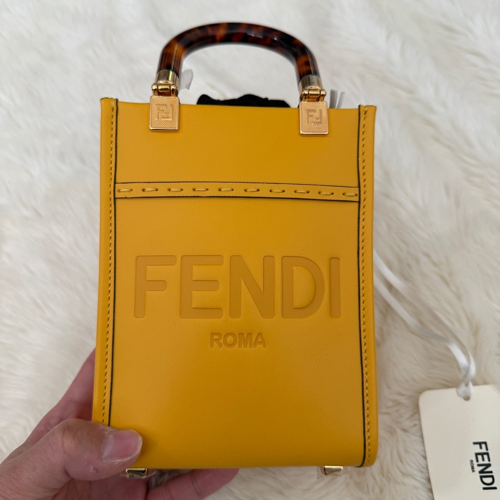Fendi Yellow Mini Sunshine Shopper Shoulder Bag new with tags - Picture 4 of 11